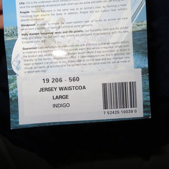Helly Hansen Jersey Waistcoast Reversible Sailing Vest Blue NWT Large - Picture 4 of 9